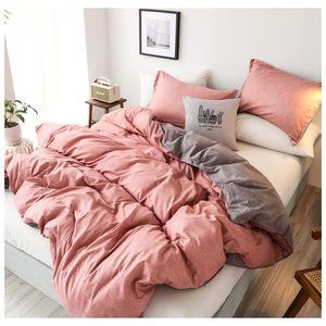 Duvet Cover Set 3PCS with Zipper Closure  Modern Printed Comforter  Apricot Pink